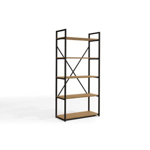 Estante Multiuso Sala Industrial Alta LI006 c/ 5 Prateleiras Freijo/Preto - Kappesberg