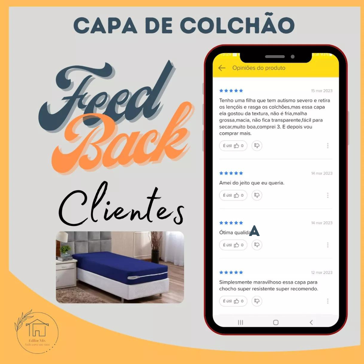 Capa Colchão de Colchonete:azul Marinho - 6