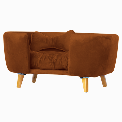 Poltrona Cama Pet Hanna Estofada Tecido Veludo Divini Decor:cobre