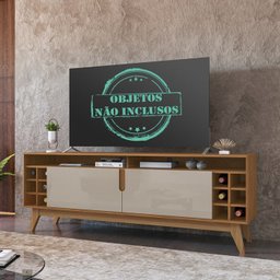 Rack Sala TV 70 Pol Com Adega 160 cm 011078 Cedro Off White DCASA - 7