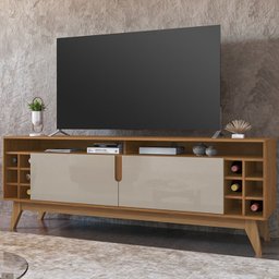 Rack Sala TV 70 Pol Com Adega 160 cm 011078 Cedro Off White DCASA - 2