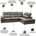 Ver imagem 3 de Sofá 3 Lugares Retrátil Reclinável Chaise Direito 258cm Bergen F04 Veludo Marrom Claro - Lyam