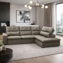 Ver imagem 1 de Sofá 3 Lugares Retrátil Reclinável Chaise Direito 258cm Bergen F04 Veludo Marrom Claro - Lyam