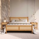 Ver imagem 2 de Cama Casal Padrão 140 X 190 Cm Cabeceira de Palhinha Madeira Freijó Cefira Idimex