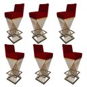 Ver imagem 1 de Kit 06 Banquetas Luma Base de Ferro Sued Marsala - D'classe Decor