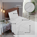 Ver imagem 5 de Kit Roupa Cama Solteiro 100% Algodão 3 Peças Percal 300 Fios Hotel Pousada:branco