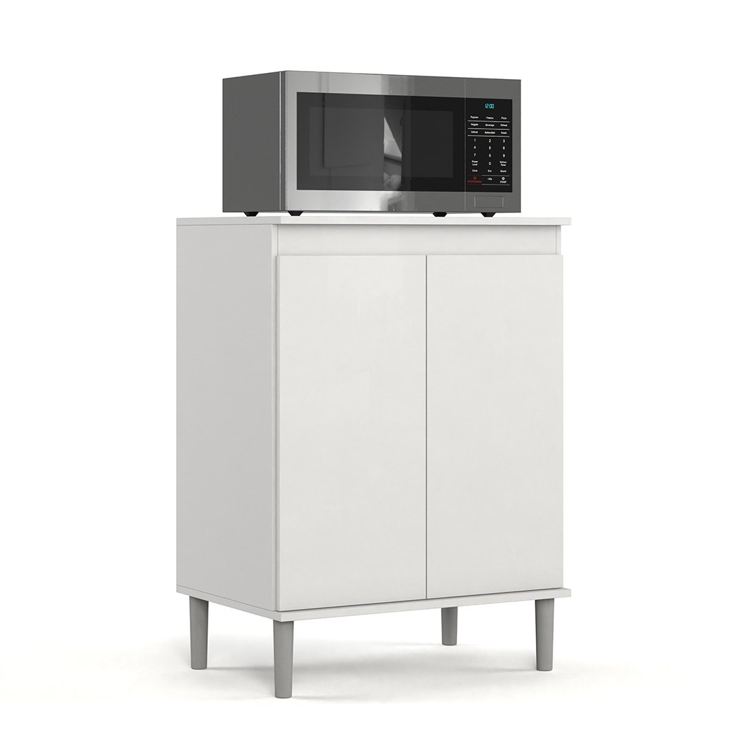 Balcão Armário Microondas C/ 2 Portas Multiuso P/ Cozinha Branco - 2