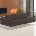 Ver imagem 2 de Sofá Ilha Modular com Puff para Sala Living 312cm Georgia K04 Veludo Marrom - Mpozenato
