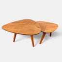 Ver imagem 3 de Conjunto Mesa de Centro 35x50 cm Pé Palito Marrom Castanho Mel