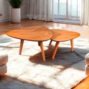 Ver imagem 1 de Conjunto Mesa de Centro 35x50 cm Pé Palito Marrom Castanho Mel