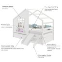 Ver imagem 2 de Bicama Casinha com Janela com Escada/escorregador Madeira Maciça Branco Housin