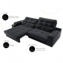 Ver imagem 3 de Sofá Santiago 4 Lugares Retrátil e Reclinável 230cm Preto Suede