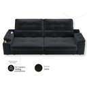 Ver imagem 4 de Sofá Santiago 4 Lugares Retrátil e Reclinável 230cm Preto Suede