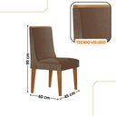 Ver imagem 3 de Mesa de Jantar Copper 120cm Tampo Mdf 4 Cadeiras Moderna Veludo Capuccino/off/nat/serig Off