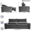 Ver imagem 2 de Sofá Retrátil e Reclinável 2,95m Cama inBox Big Star com SoftGel D40 Velupluma Cinza