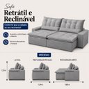 Ver imagem 3 de Sofá Montebello Retrátil e Reclinável 210m - Prata