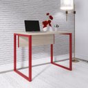 Ver imagem 1 de Escrivaninha Mesa Escritório PE25 90cm Castanheira e Vermelho Cinza