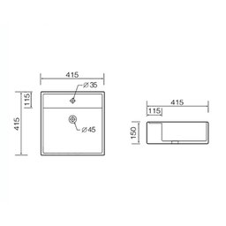 Cuba Cerâmica Banheiro/Lavabo 42x42 cm - 4