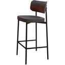 Ver imagem 3 de Kit 05 Banquetas Alta Bar Cozinha Sala de Jantar Aço Preto Kaira C01 Linho Preto Courino Whisky -
