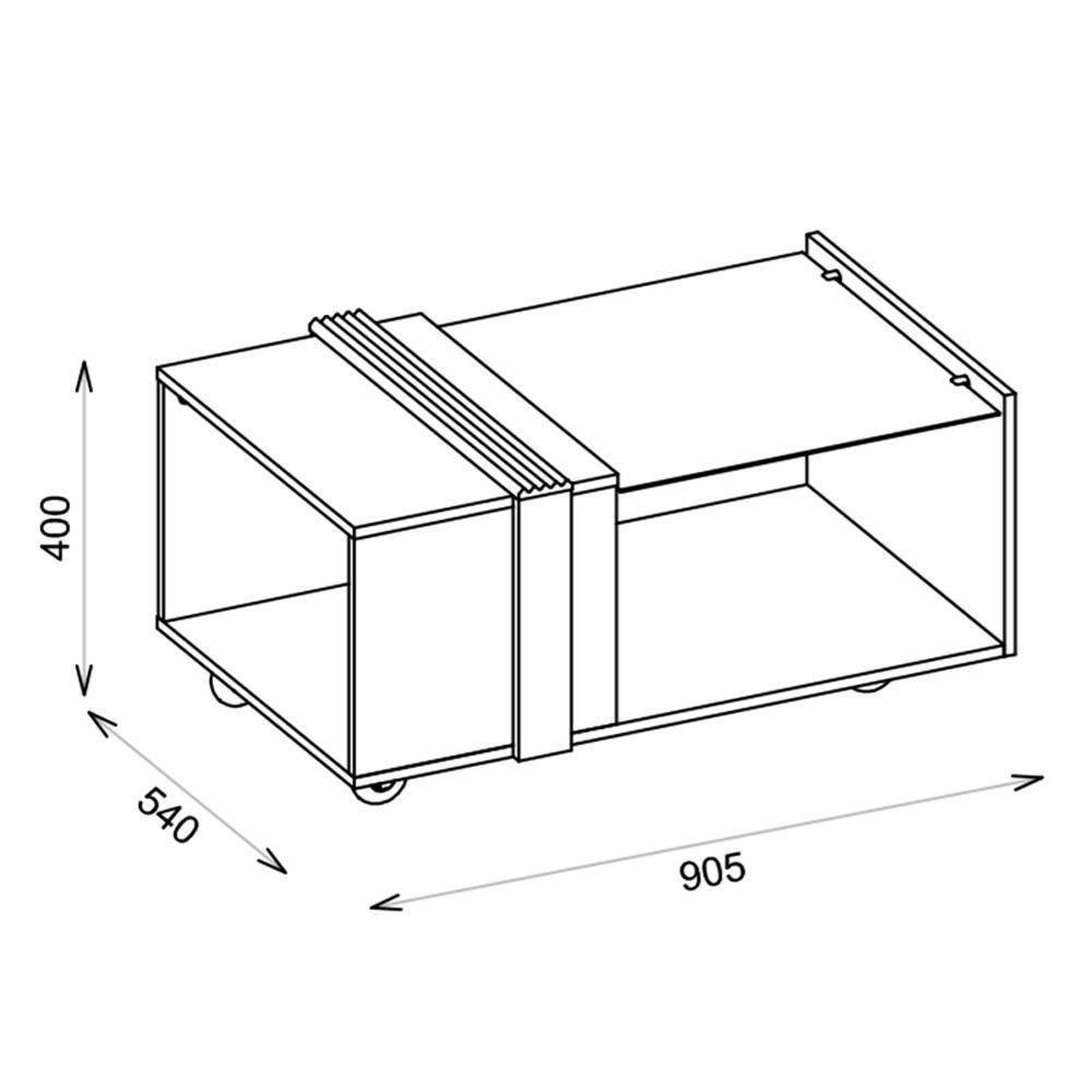 Mesa De Centro Quadrada Com Rodízios E Vidro Núbia Caemmun - 2