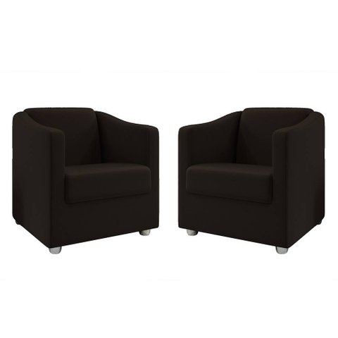 Kit 2 Poltronas Decorativa BIA SUEDE MARROM SKY MOBILE