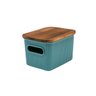 Caixa Organizadora 1,5l de Plástico com Tampa de Madeira Acácia - Oikos - 1