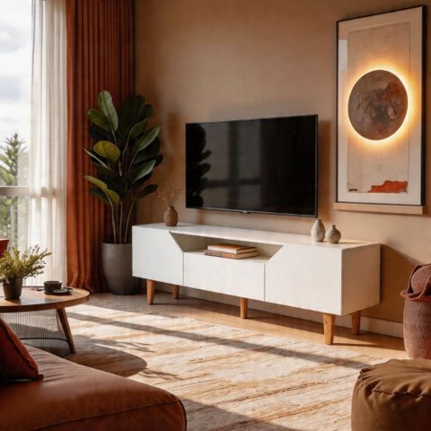 Rack para TV até 60 Polegadas Moderno 136cm Porta Basculante Byhouse