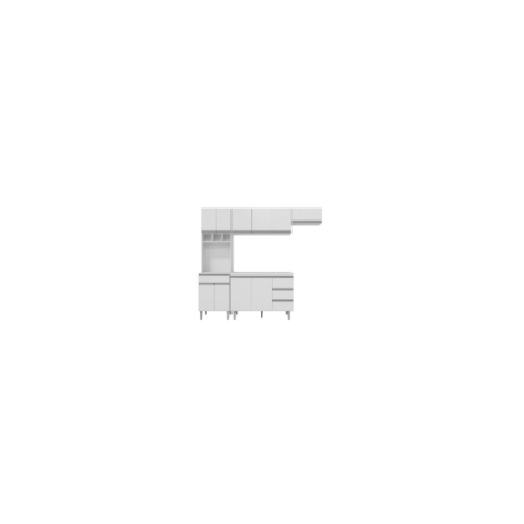 Cozinha Completa Modulada Andreia 240 Cm 5 Peças - Ajl Móveis Cozinha Completa Andreia Branco
