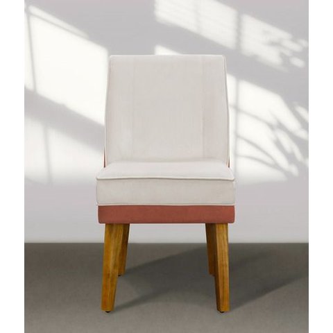 Kit 4 Cadeiras de Jantar Virgínia Composê Veludo Bege Coral Veludo Coral Bege