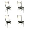 Conjunto de Mesa Redonda com 4 Cadeiras Cromadas Reforço Assento Preto e Tampo de Vidro - 9