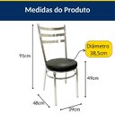 Ver imagem 7 de Conjunto de Mesa Redonda com 4 Cadeiras Cromadas Reforço Assento Preto e Tampo de Vidro