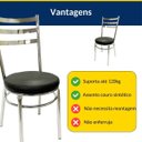 Ver imagem 5 de Conjunto de Mesa Redonda com 4 Cadeiras Cromadas Reforço Assento Preto e Tampo de Vidro