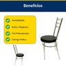 Conjunto de Mesa Redonda com 4 Cadeiras Cromadas Reforço Assento Preto e Tampo de Vidro - 6