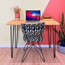 Ver imagem 1 de Mesa para Escritório de Ferro e Madeira 96cm Hairpin Industrial Nozes e Preto