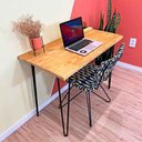 Ver imagem 2 de Mesa para Escritório de Ferro e Madeira 96cm Hairpin Industrial Nozes e Preto