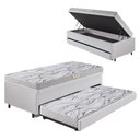 Ver imagem 1 de Bicama Box Baú 88x188 Corino Linho com Colchão de Espuma Ecoline D20 Ecoflex