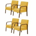 Ver imagem 1 de Kit 4 Poltronas 1 Lugar Jade Braço Madeira Amarelo