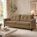 Ver imagem 2 de Sofá Sala de Estar Marselha 230cm 3 Lugares Pés em Metal Bouclê Bege M1 - Monari Design