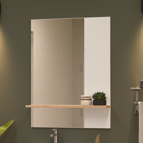 Espelheira para Banheiro Báltico 60cm Branco/faia Móveis Bosi