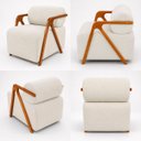 Ver imagem 6 de Kit Poltrona Decorativa Chloe com Puff Dalilla para Sala Moderna Confortável Bouclé Bege Premium