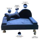 Ver imagem 4 de Puff Pet Cama Estofada com Almofada para Cachorro Amora E01 Suede Azul Marinho - Inoviza