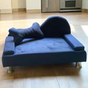 Ver imagem 2 de Puff Pet Cama Estofada com Almofada para Cachorro Amora E01 Suede Azul Marinho - Inoviza
