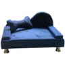Puff Pet Cama Estofada com Almofada para Cachorro Amora E01 Suede Azul Marinho - Inoviza - 1