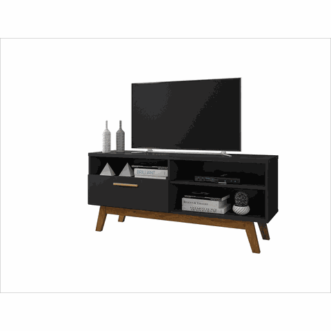 Rack Paládio para Tvs 55" 3 Nichos 1 Porta Preto Fosco Bechara