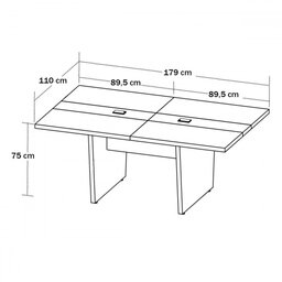 Mesa de Reunião Modular Y37 Nogal/preto - Artany - 3
