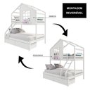 Ver imagem 5 de Beliche Casinha com Janela Casal/Solteiro com 02 Gavetas Madeira Maciça Branco Housin
