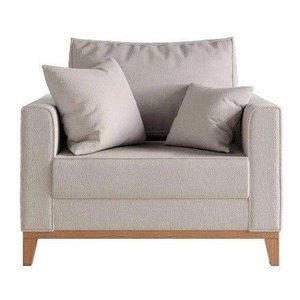 Poltrona Beny Pés e Base em Madeira Linho Cru Rr Decor