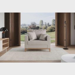 Poltrona Beny Pés e Base em Madeira Linho Cru Rr Decor - 3