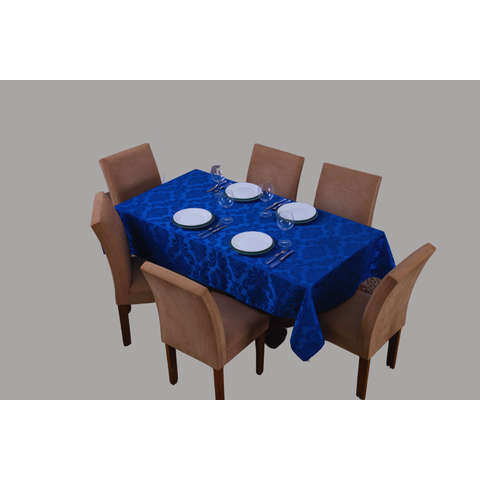toalha de mesa retangular 6 lugares jacquard 1,35x2,00:azul royal