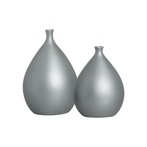 Dupla Vaso Decorativo de Cerâmica Mimo Cinza Fosco